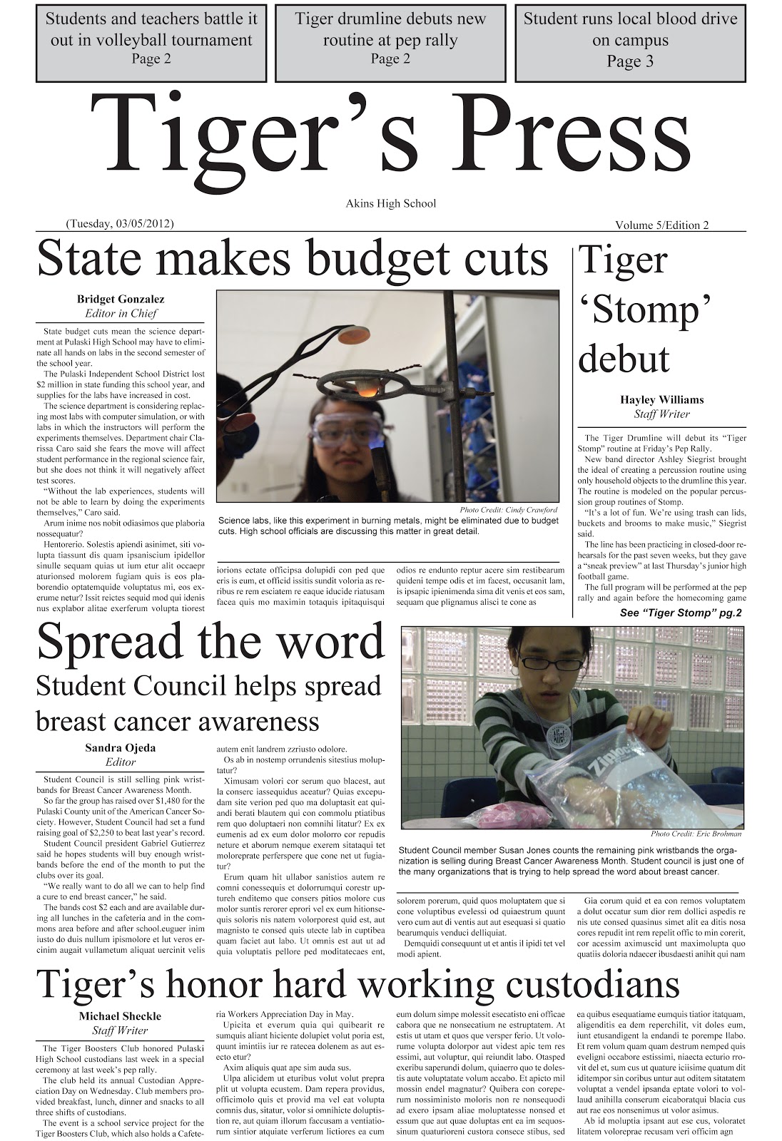 Akins Photoj Blog Newspaper Design Examples