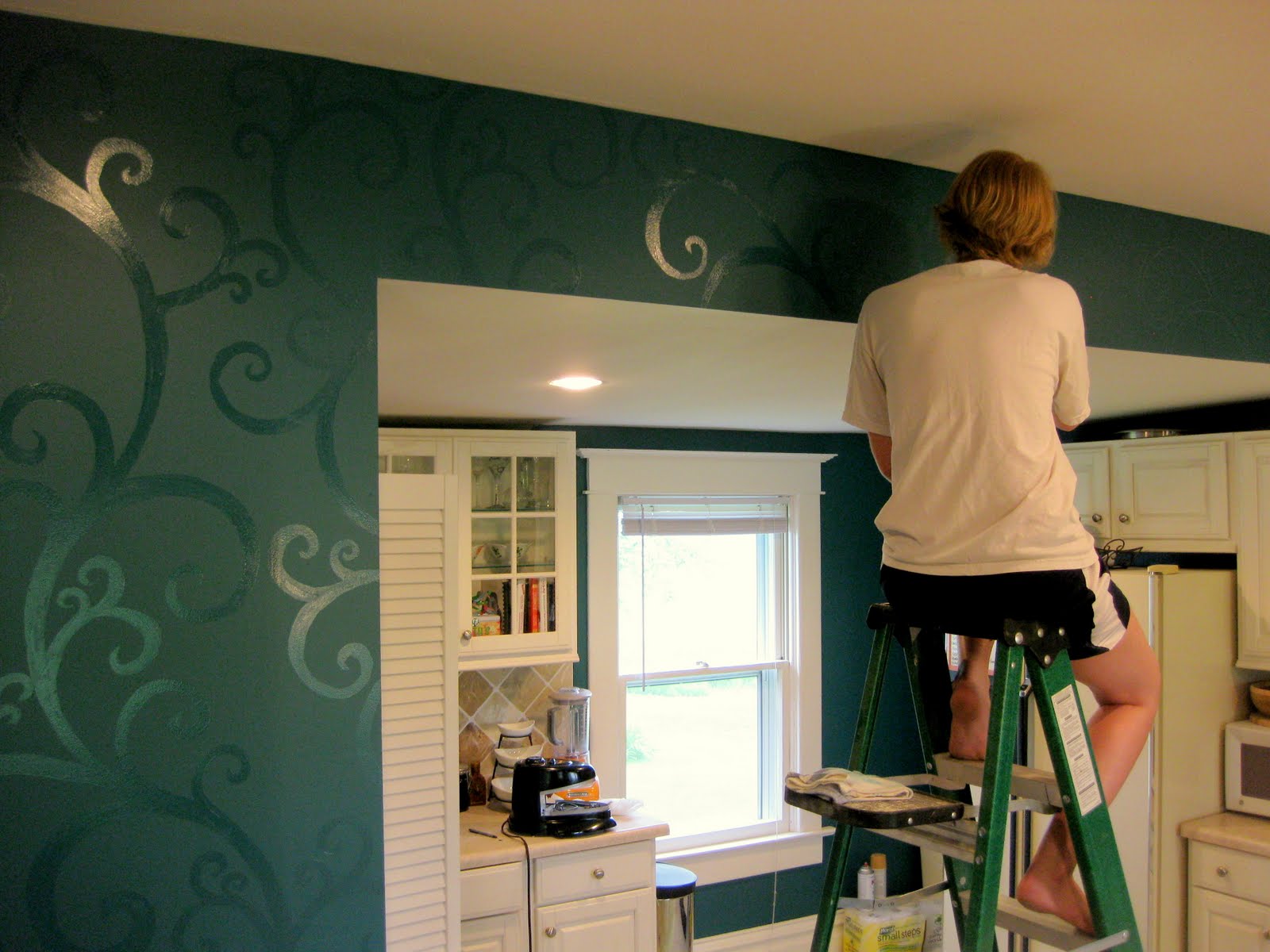 Budget Kitchen Updates Accent Wall And Faux Painted Backsplash