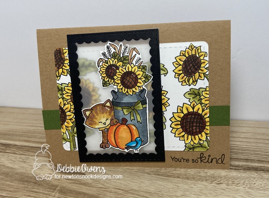 You're so kind by Debbie features Paw-tumn Newton, Sunflower Days, Framework, and Frames & Flags by Newton's Nook Designs; #inkypaws, #newtonsnook, #cardmaking, #catcards