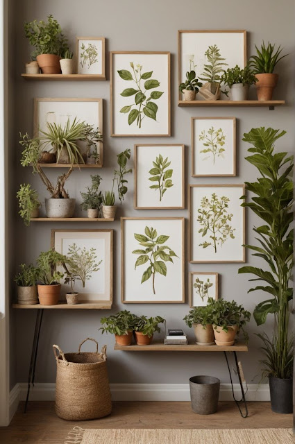 botanical gallery wall,botanical home decor,botanical interior,plant interior, botaniczne wnętrze, zielone wnętrze