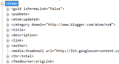 item tag in XML atom feeds