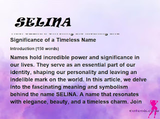 meaning of the name "SELINA"