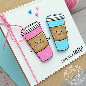 Sunny Studio Stamps: Breakfast Puns Mug Hugs Frilly Frames Dies Punny Love Card by Vanessa Menhorn