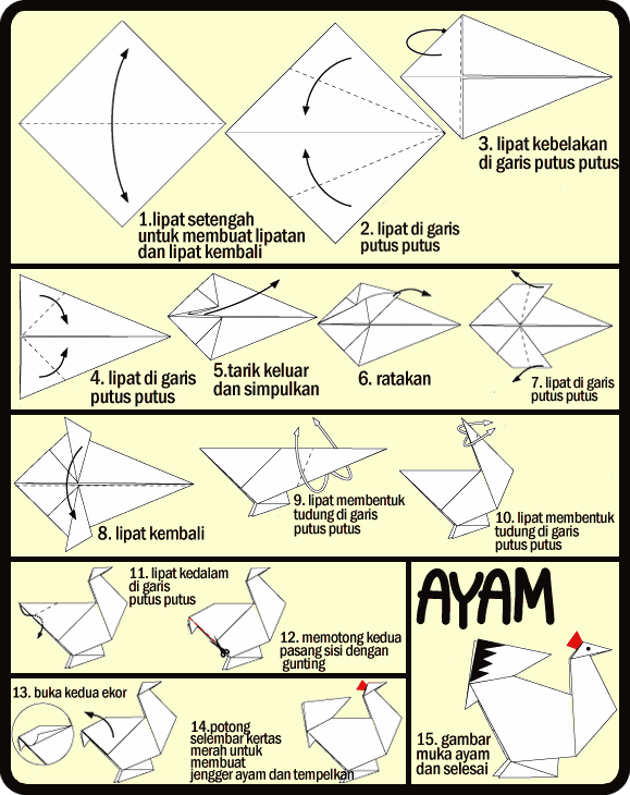  Cara  Membuat Origami Ayam  Untuk Anak 