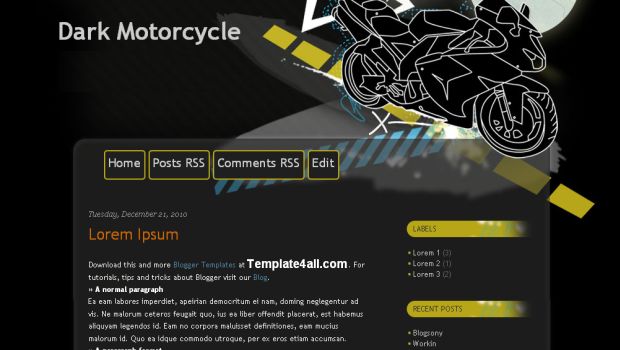 Motorcycle Dark Black Blogger Template