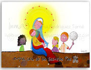 Con el Niño Jesús en brazos, rodeada de niños, cómo no. (sra de ee pã­asblog)