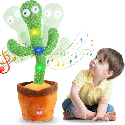 Kids Dancing Talking Cactus Toys for Baby Boys and Girls, Singing Mimicking Recording Repeating What You Say Sunny Cactus Electronic Light Up Plush Toy