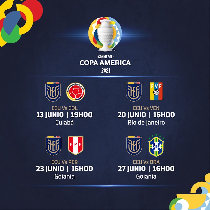 Calendario de Ecuador para cotejos de COPA AMÈRICA 2021