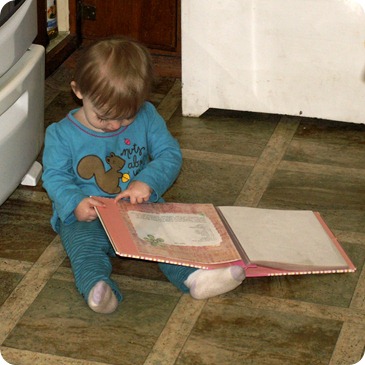 Elaine reading my cookbook