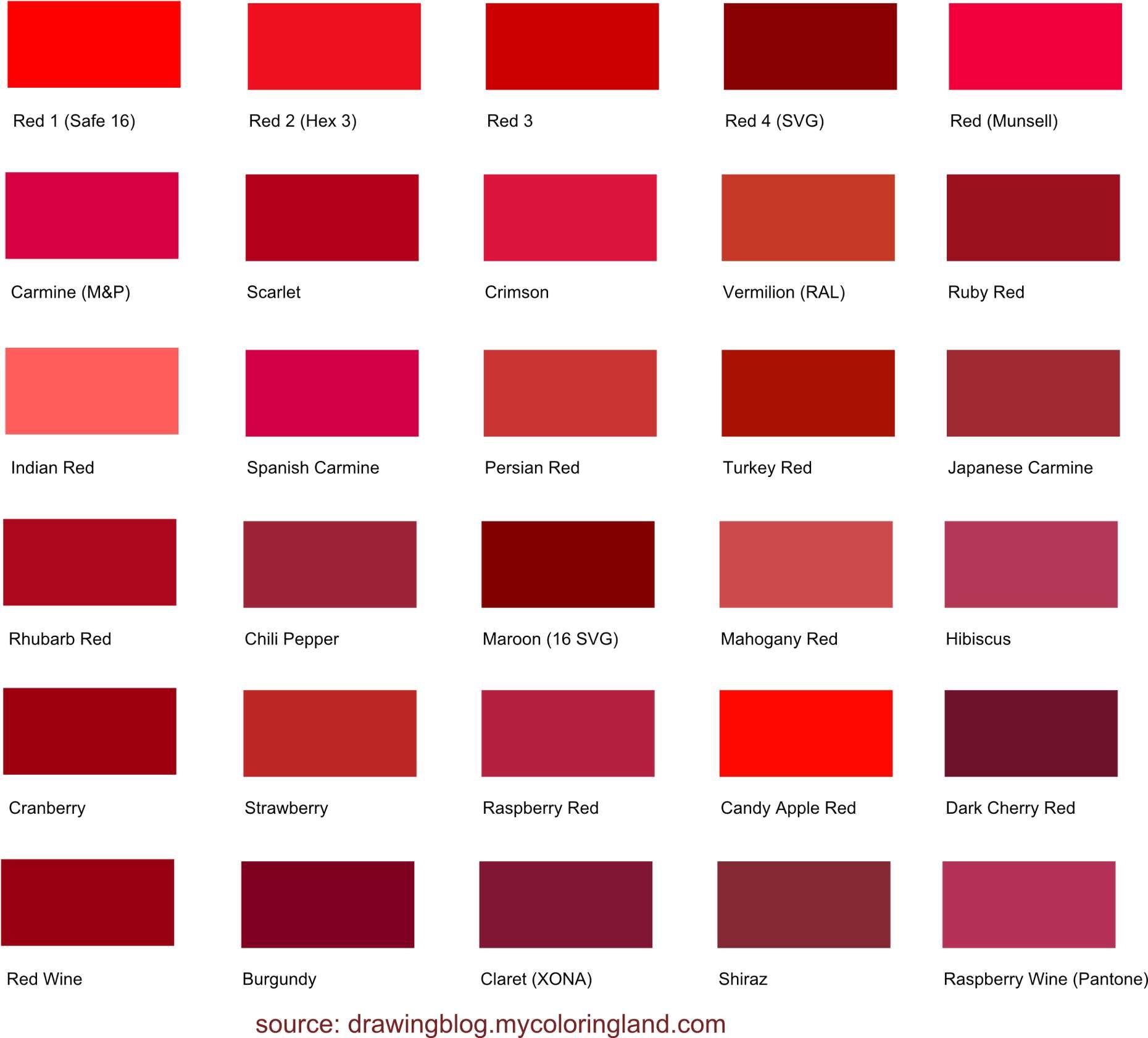 Shades Of Red Color