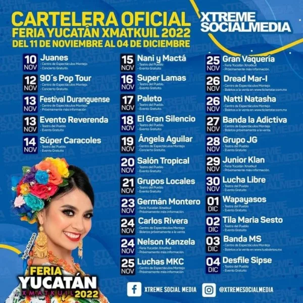 Cartelera Feria Yucatan 2022