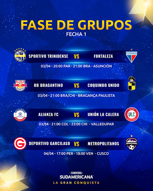 Fixture Fecha 1 Fase de Grupos Copa Sudamericana 2024