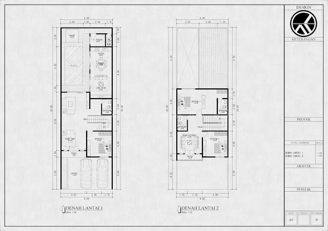 Desain Rumah 8x25 2 Lantai Tema Villa