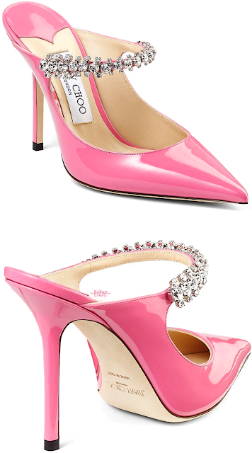 ♦Jimmy Choo candy pink Bing patent leather pumps with crystal strap #jimmychoo #shoes #pantone #brilliantluxury
