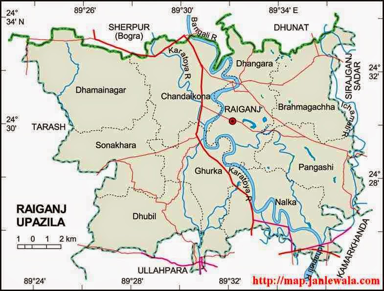 raiganj upazila map of bangladesh