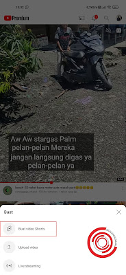 Selanjutnya kalian pilih Buat video Shorts