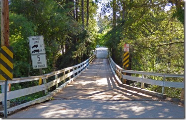 Wooden Bridge over San Lorenzo River, main entrance to camp