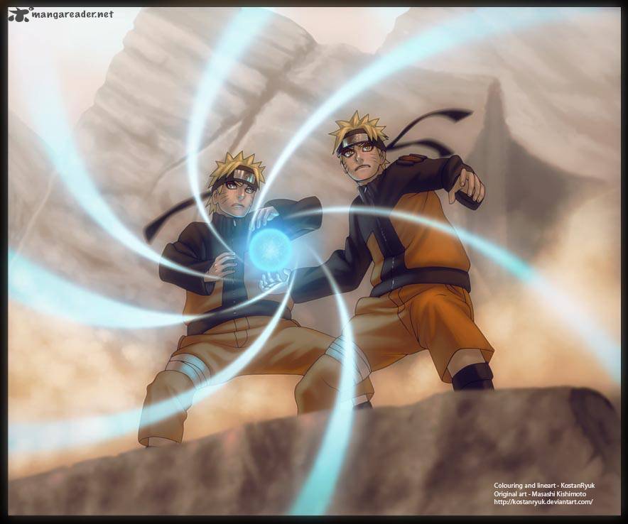 Naruto in Sage mode with the Rasengan