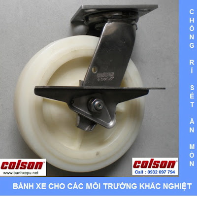 Bánh xe đẩy inox 304 Colson phi 200 chịu lực 450kg | 4-8499-824-BRK3 www.banhxeday.xyz