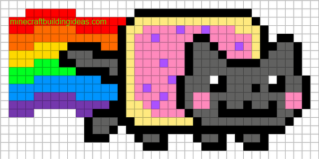 Minecraft Pixel Art Templates: Nyan Cat - 640 x 320 png 74kB