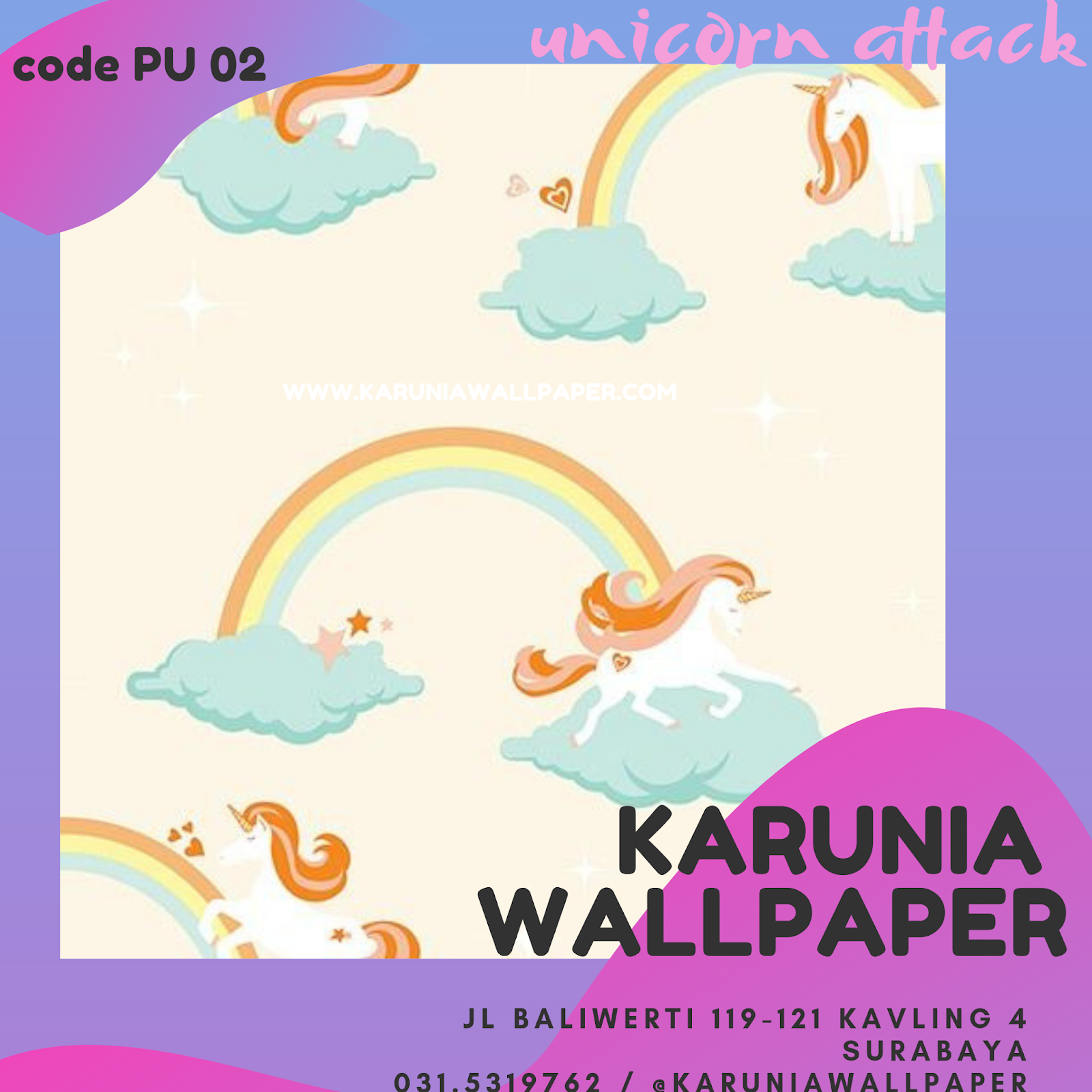 jual wallpaper dinding unicorn kuda anak