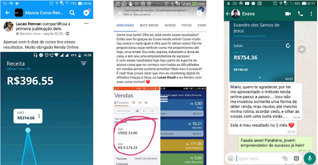 Curso Renda Online Passo A Passo resultados dos alunos