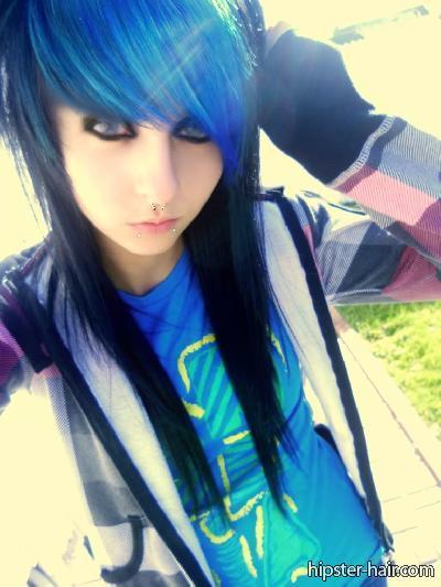 blue emo hairstyles