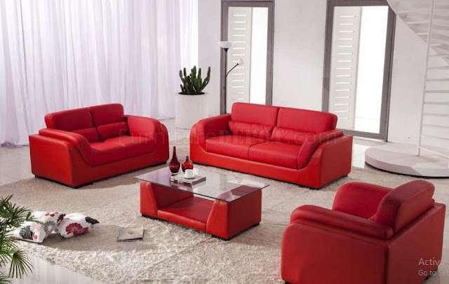 Red Leather Sofa Living room