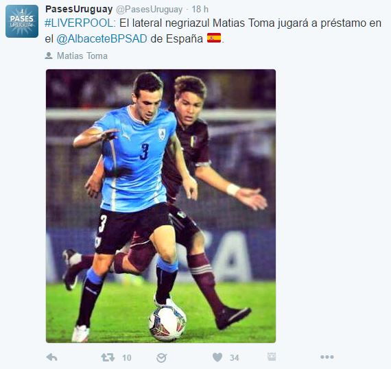 MATIAS TOMA, DEL LIVERPOOL AL ALBACETE BALOMPIÉ