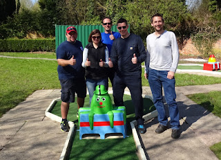 The competitors in the Great Northern Minigolf Open competition at Wigan's Crazy Golf course