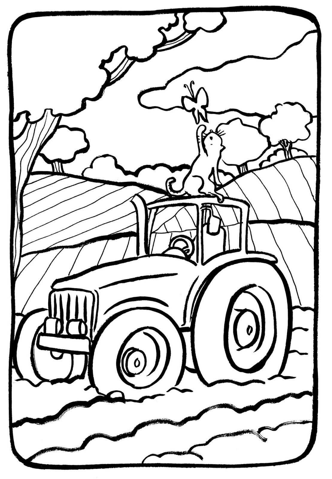 dessin tracteur colorier