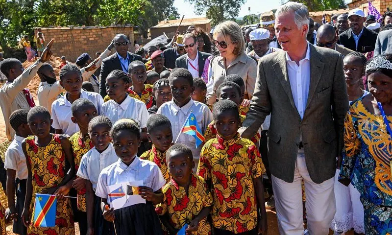 King Philippe and Queen Mathilde and Minister Meryame Kitir and State Secretary for Scientific Policy Thomas Dermine