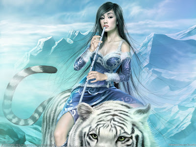 tiger-with-a-lady-fantasy-wallpaper