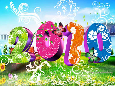 Celebration Wallpaper 1024 768 - 2010 Happy New Year Colorful 3D Text Art Design