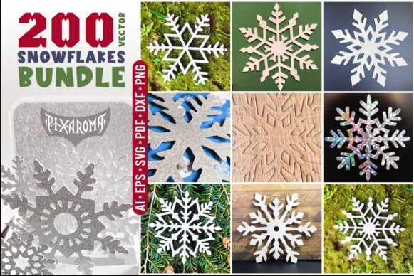 200 Snowflakes Bundle Snowflake SVG