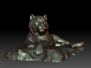 Tiger Digital Sculpture Created for 3D Printing