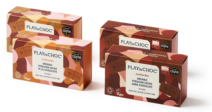 PLAYin CHOC's vegan-friendly JustChoc boxes