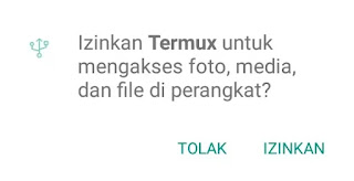 berikut ini cara mengatasi permission denied pada termux...