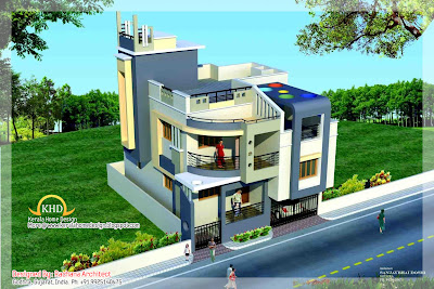 Duplex House Plan and Elevation - 164 Sq M (1770 Sq. Ft.)