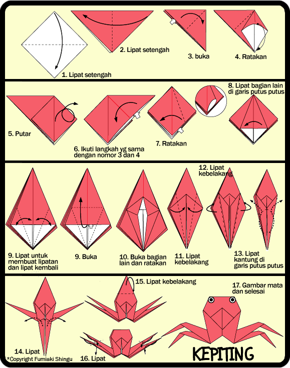 Cara Membuat Origami  KEPITING Untuk  Anak