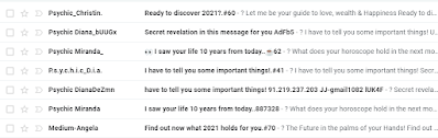 Seven messages from various “psychics” wanting to tell me about the future