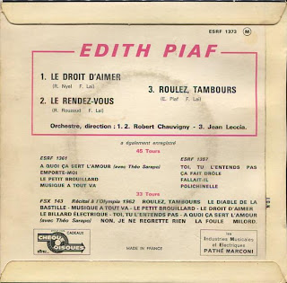 Edith Piaf - Le droit d'aimer - France - 1963 - Back