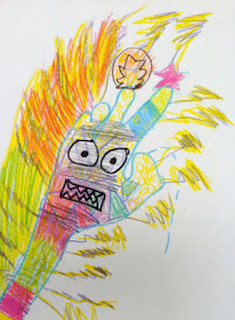 Children’s collaborative drawing of a creature