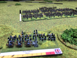 The mass of French infantry makes a good target for the British Horse Artillery