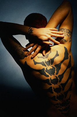 Bone Tattoo Design On Back Body Man