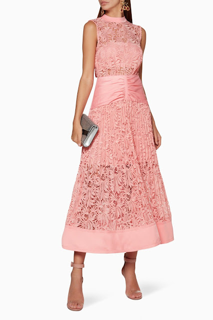 Pink Floral Lace Midi Dess 1750 AED 