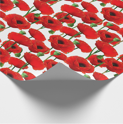 Red Poppy Pattern Wrapping Paper Zazzle