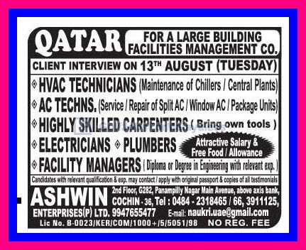 Attractive Salary For Qatar