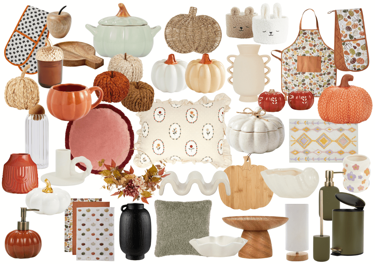 Autumn 2023 decor picks, from candles to cushions, homeware to pumpkins and vases. Update your home for the new season on a small budget. Home decor