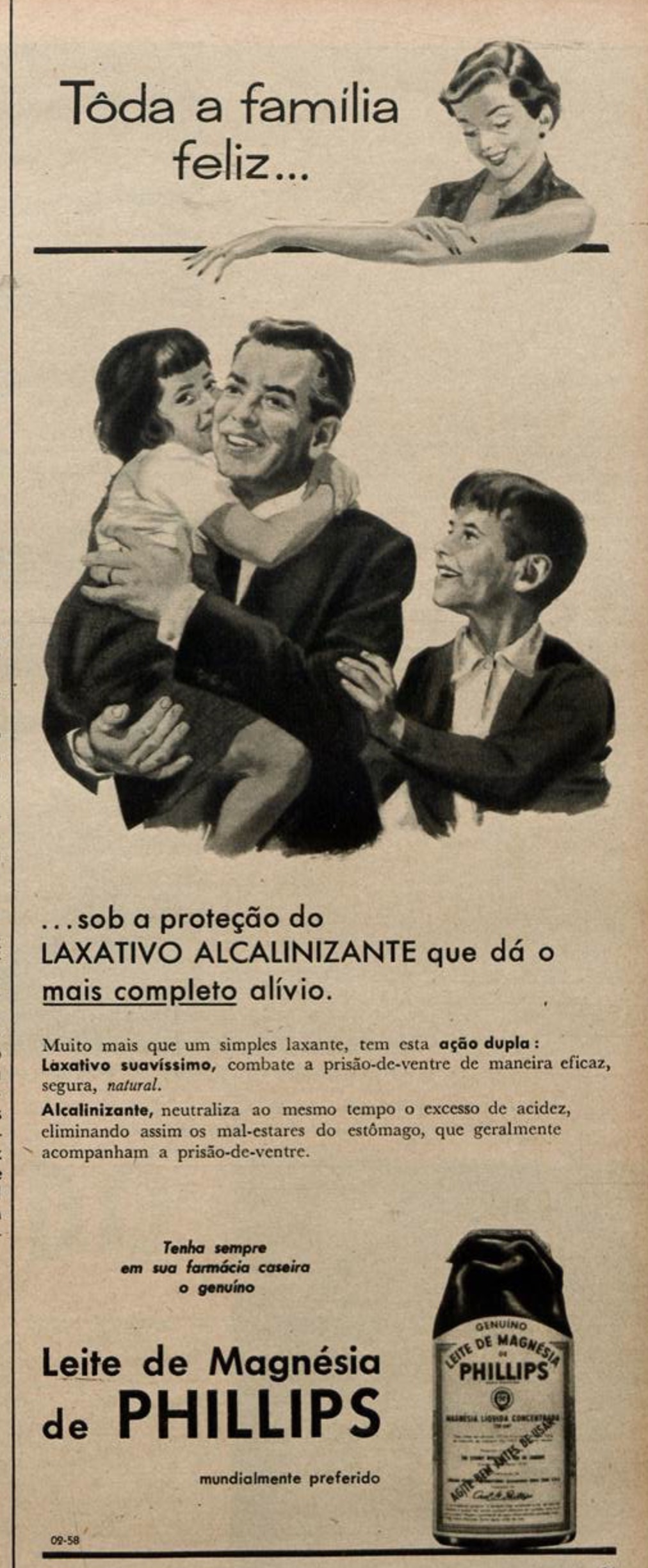 Propaganda do laxativo Leite Magnésia de Philips veiculada em 1958